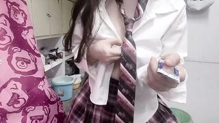 小坦克巨乳學妹 極度反差是個露出癖性癮小母狗 -45